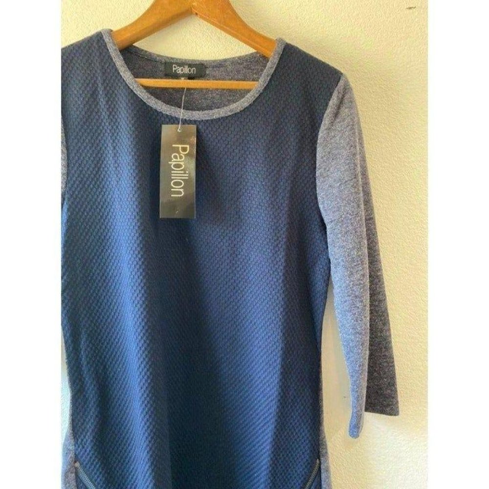 PAPILLON Textured Knit Dress Navy Size S - Picture 11 of 12